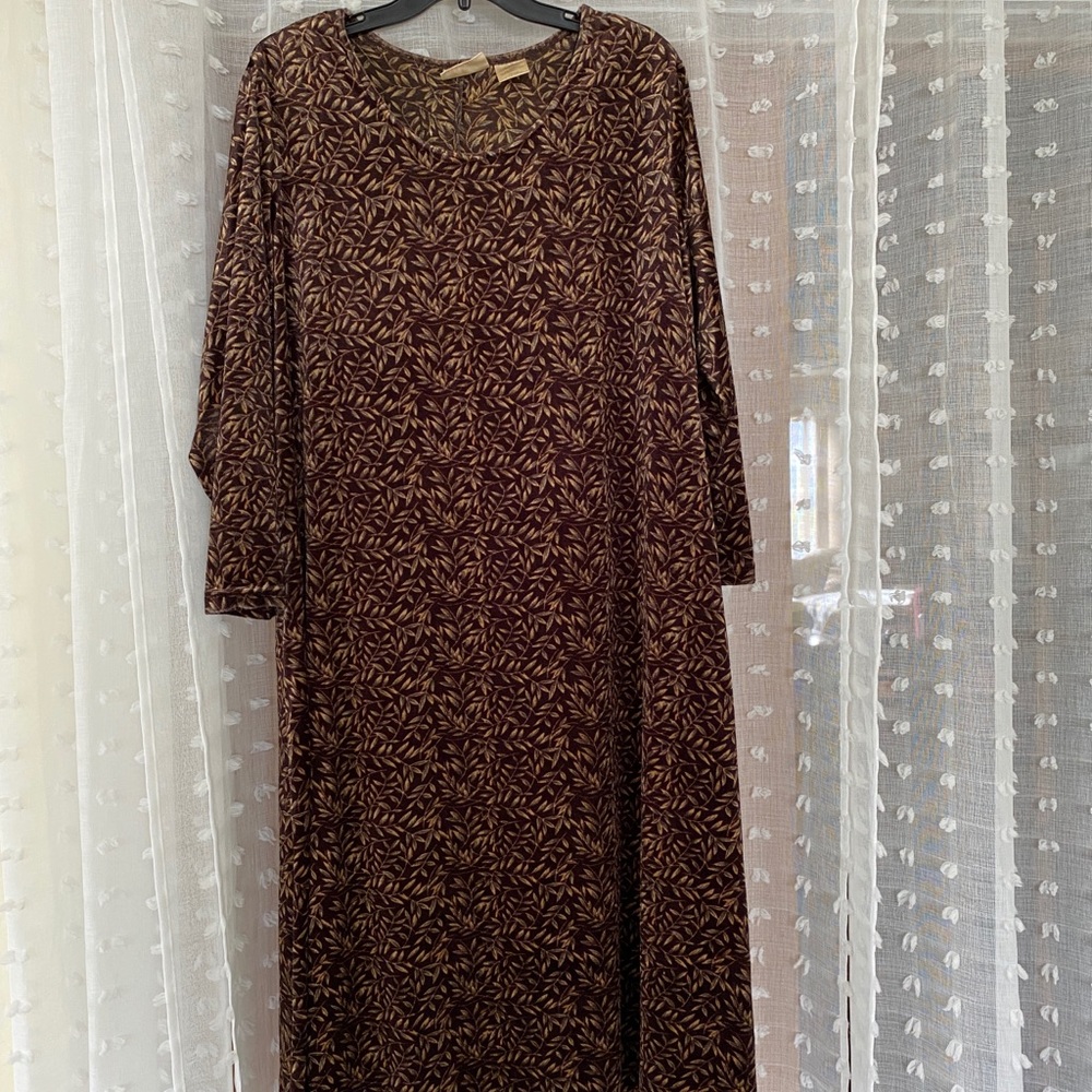 Brown printed velvet dress vintage